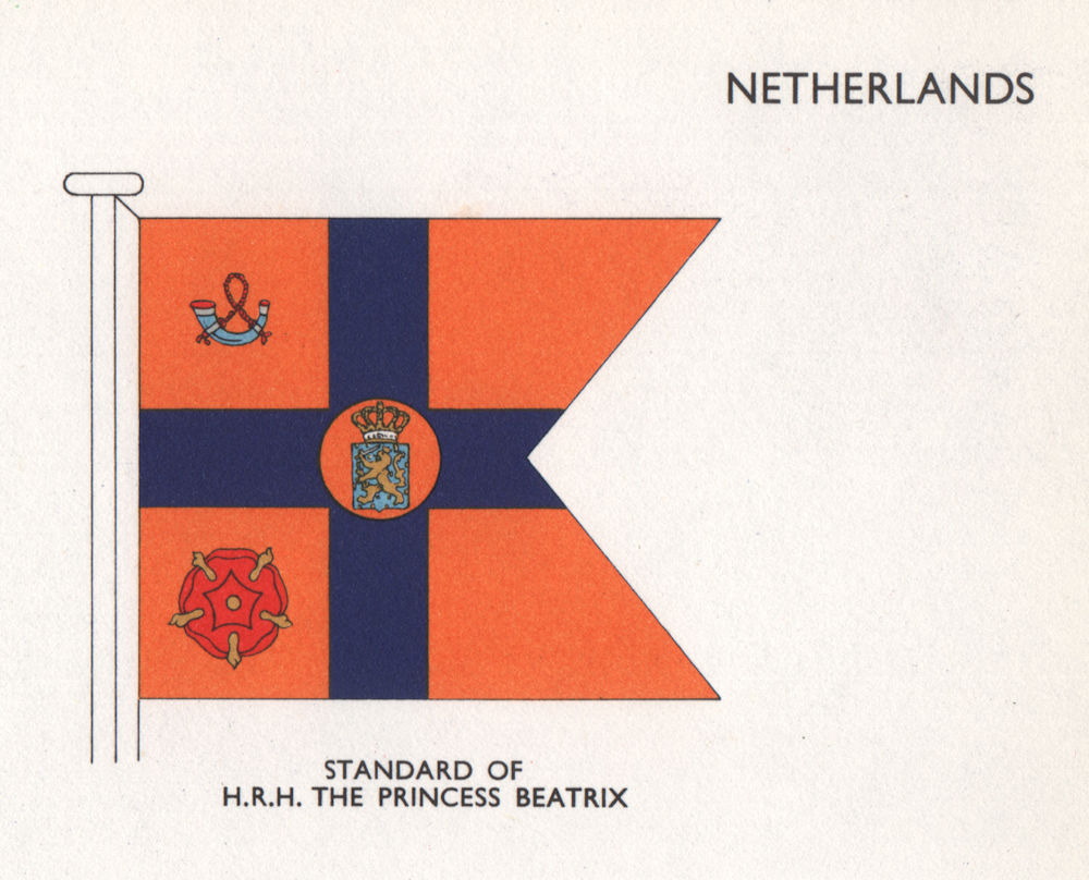 Associate Product NETHERLANDS FLAGS. Standard of H.R.H. The Princess Beatrix 1958 old print