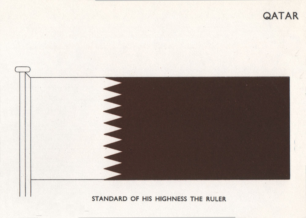 QATAR FLAGS. Standard of his Highness the Ruler 1958 old vintage print picture