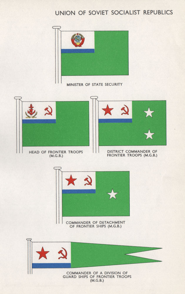 Associate Product USSR FLAGS. Minister of State Security. Commander of Frontier Troops/Ships 1958