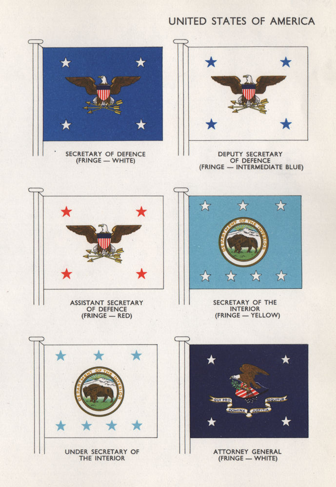 Associate Product USA FLAGS. Secretary of Defence. Secretary of Interior. Attorney General 1958