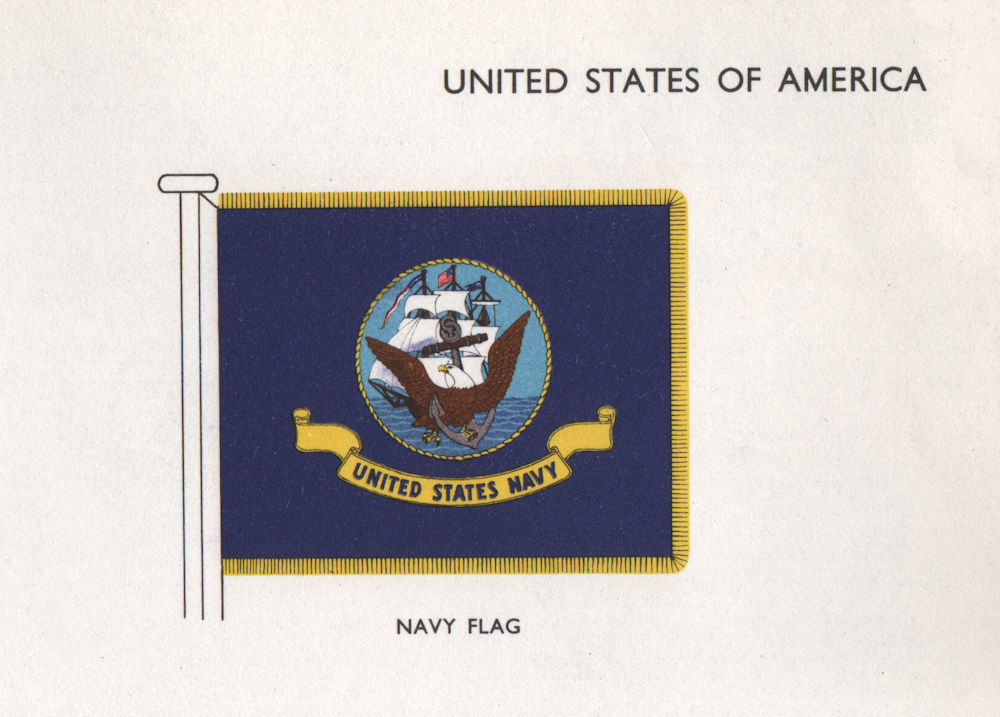 Associate Product UNITED STATES OF AMERICA FLAGS. Navy Flag 1958 old vintage print picture