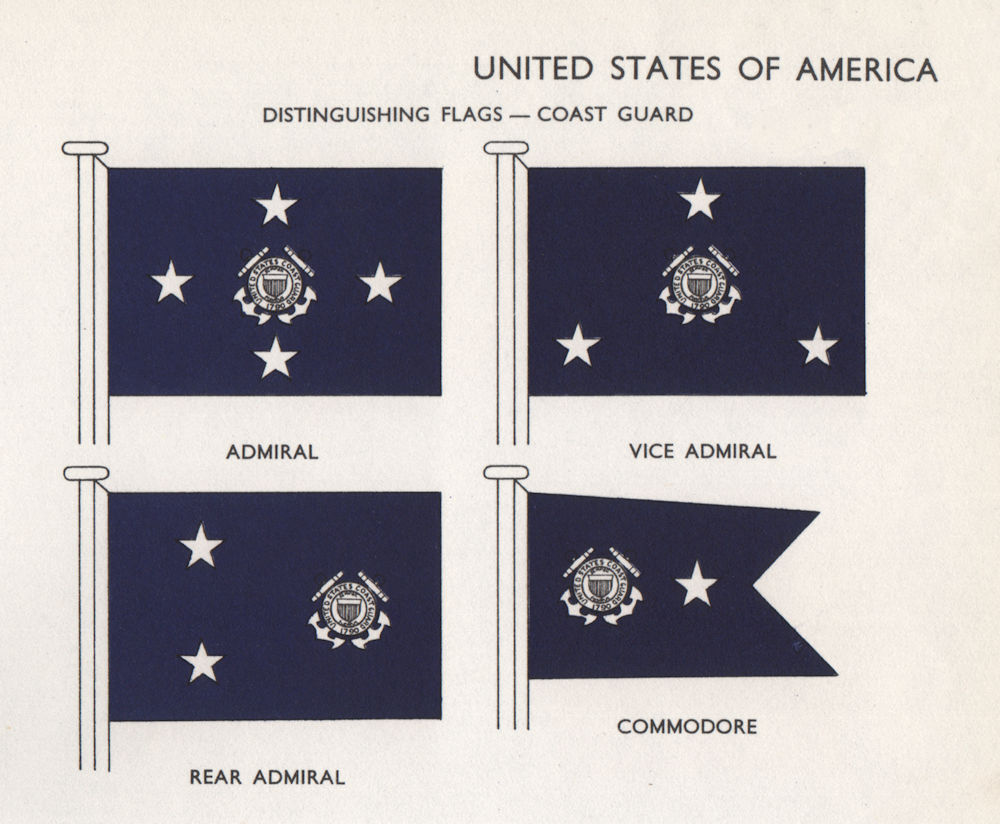 Associate Product US COAST GUARD FLAGS. Admiral. Vice Admiral. Rear Admiral. Commodore 1958