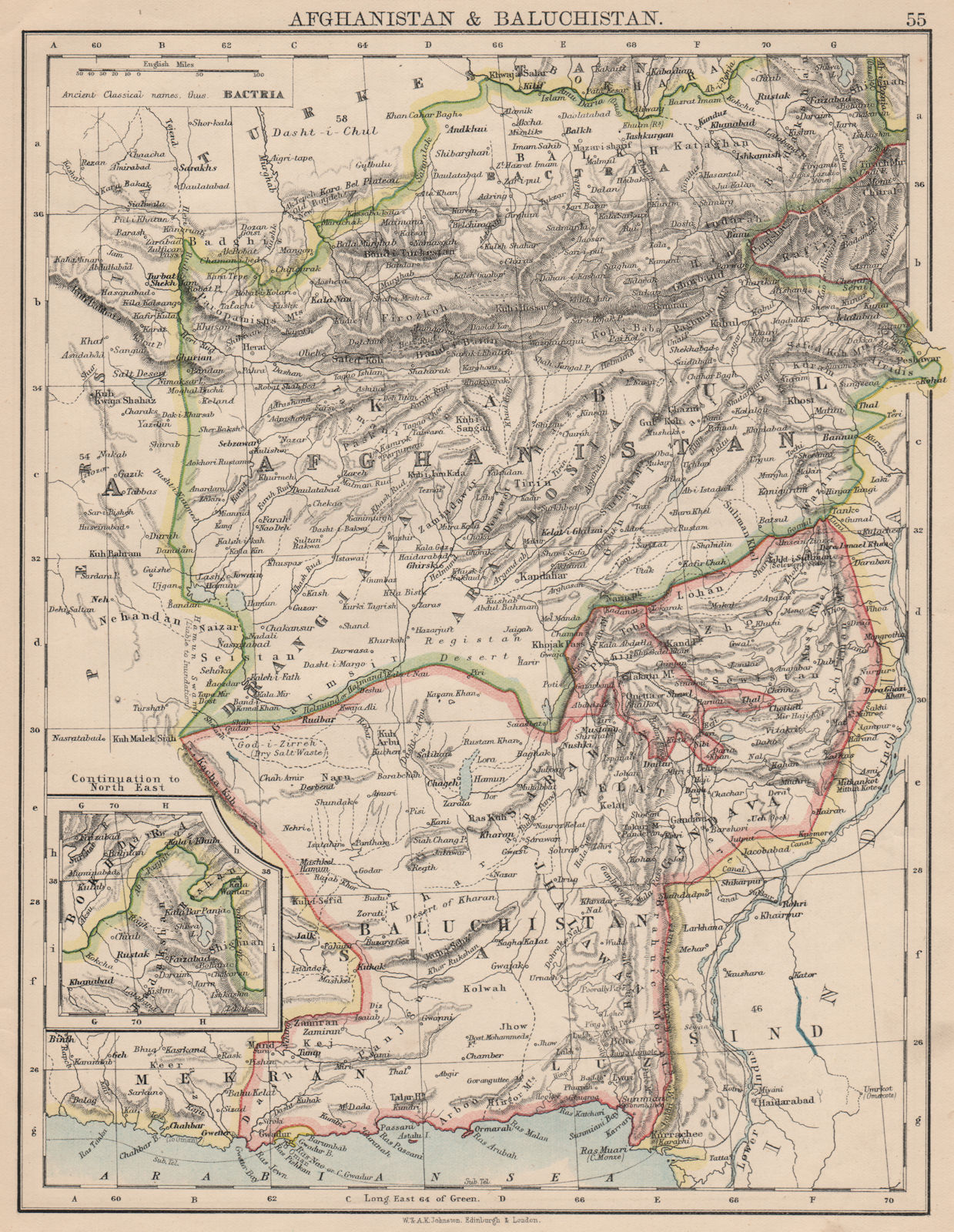 Associate Product AFGHANISTAN & BALUCHISTAN. Kabul.British Baluchistan (pink).Pakistan  1895 map