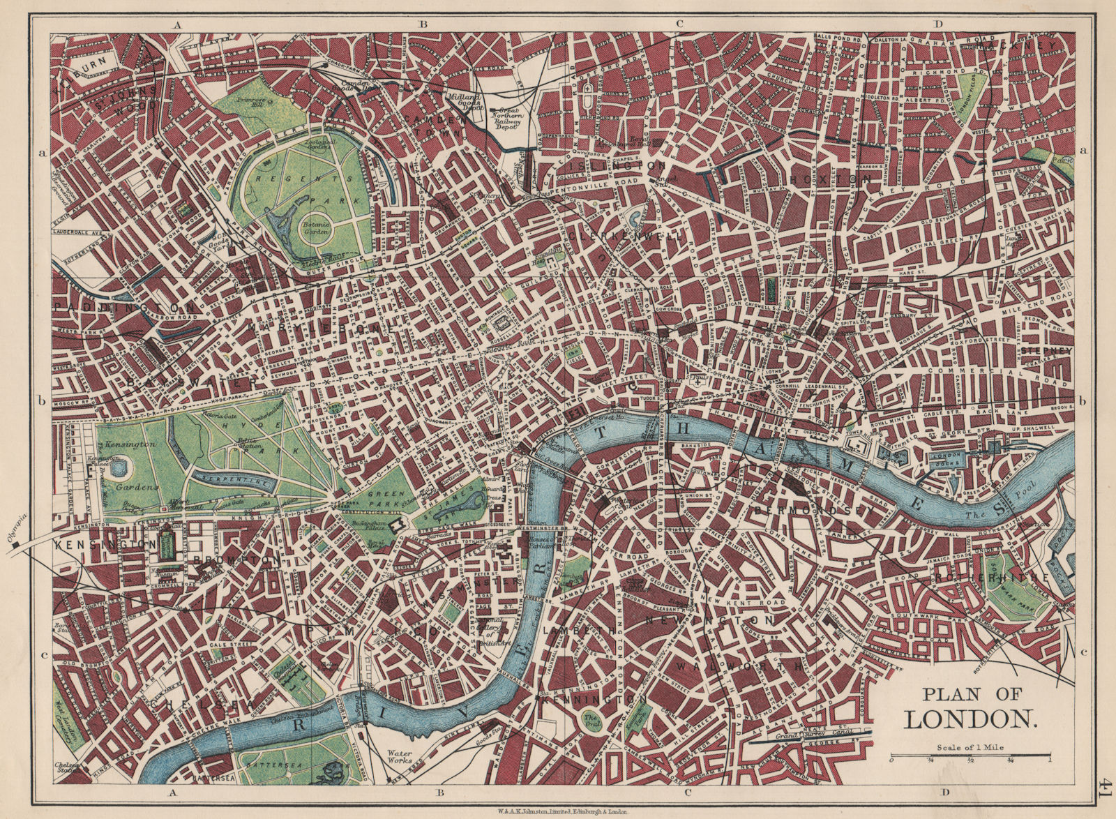 Associate Product LONDON PLAN.West End Pimlico City Southwark Islington Lambeth. JOHNSTON 1903 map