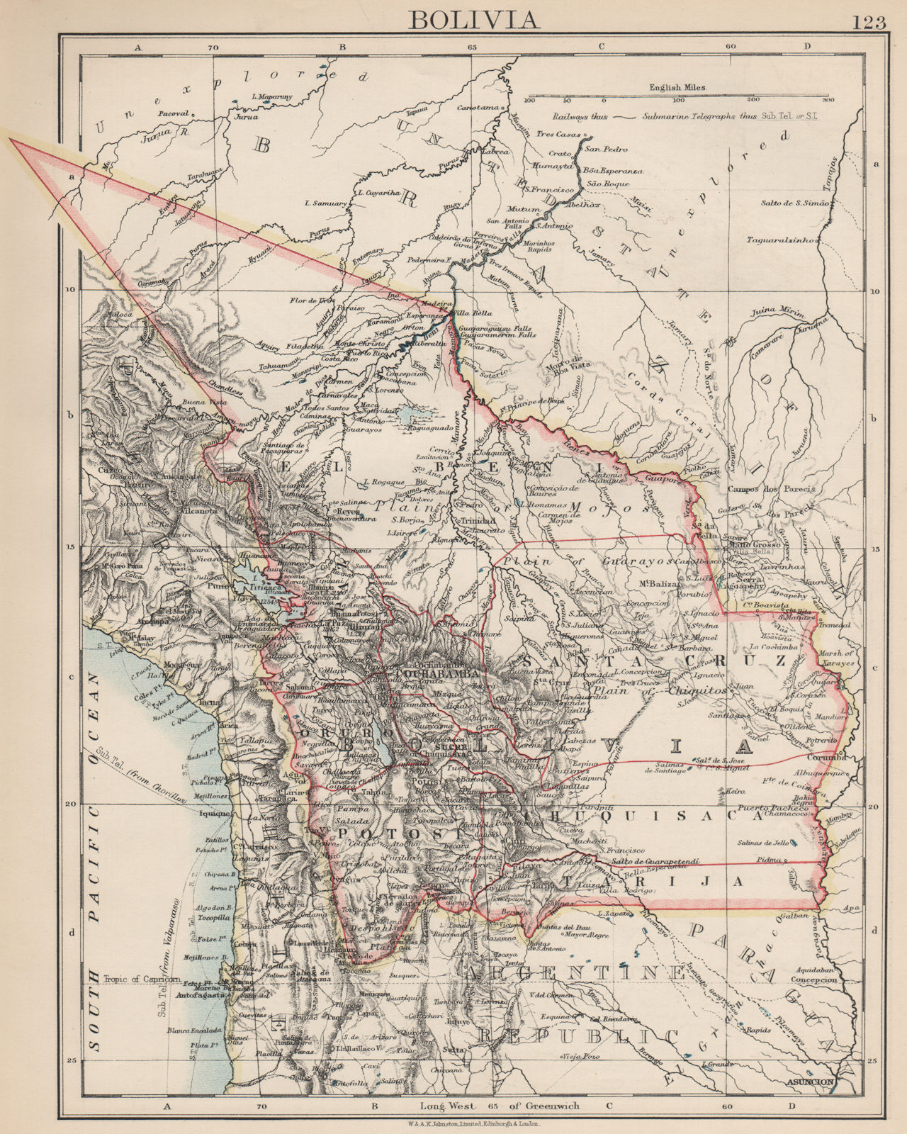 Associate Product BOLIVIA. includes Acre, lost to Brazil in 1899-1903 war. JOHNSTON 1903 old map