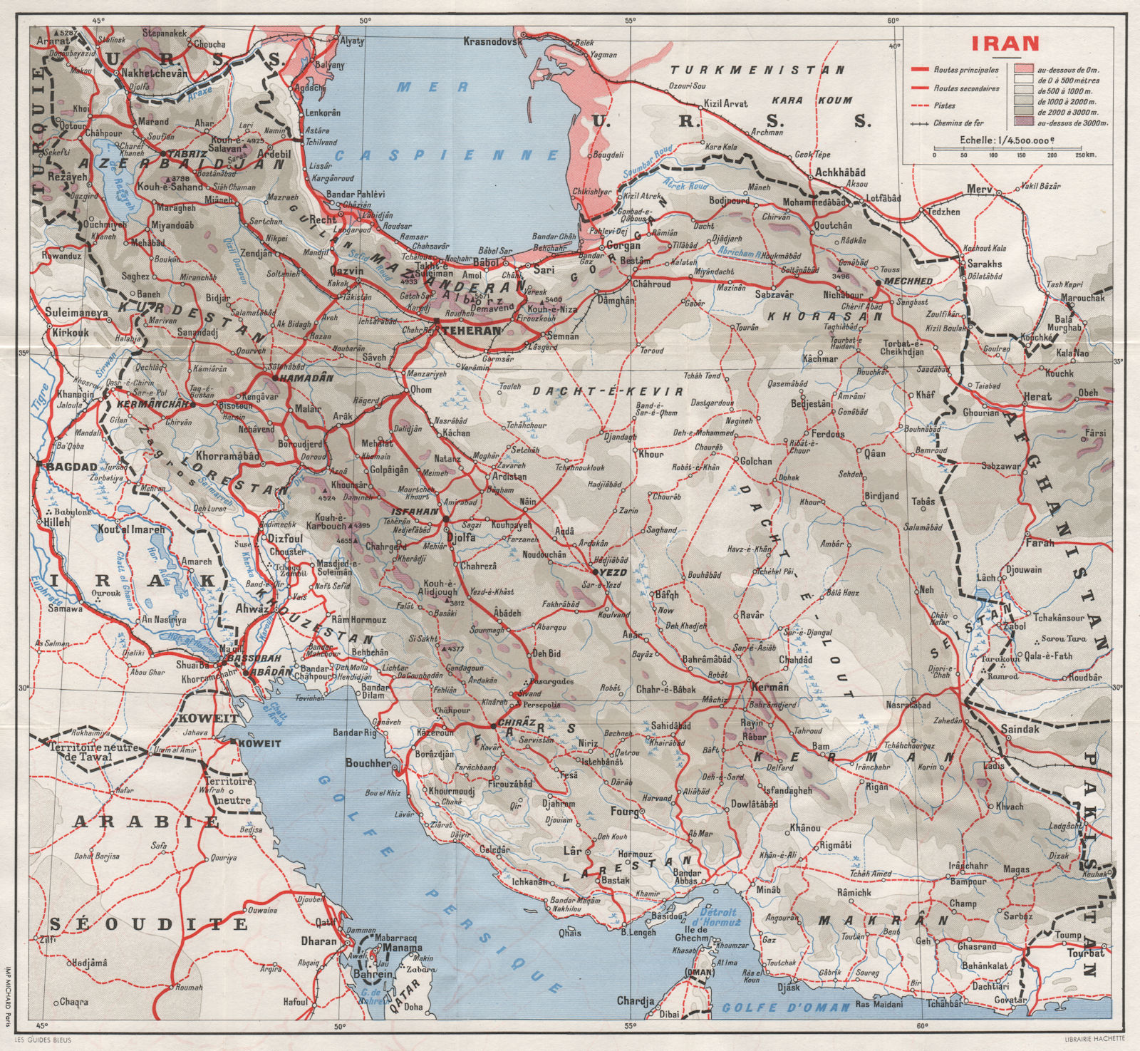 Associate Product IRAN vintage touring map. Shows Saudi-Iraqi & Saudi-Kuwaiti neutral zones 1956