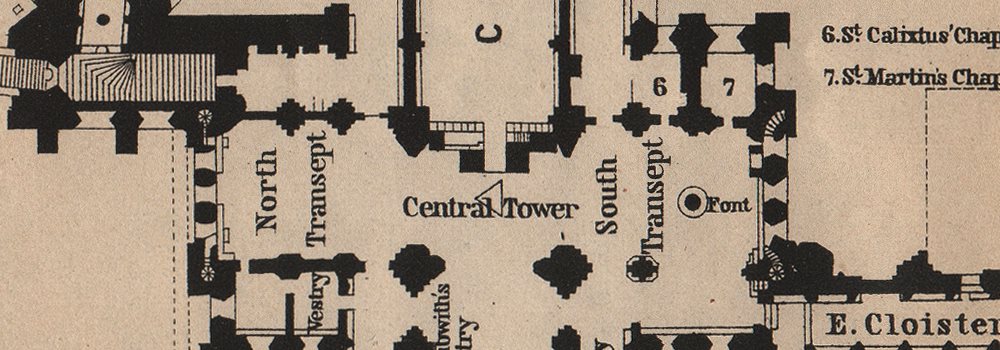WELLS CATHEDRAL floor plan. Somerset. BAEDEKER 1906 old