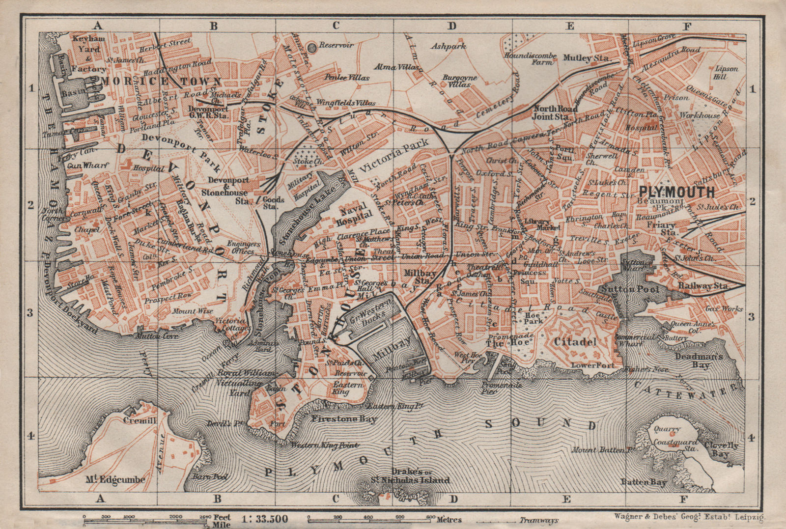 Associate Product PLYMOUTH town city plan. Stonehouse Stoke Devonport Morice Town 1906 old map