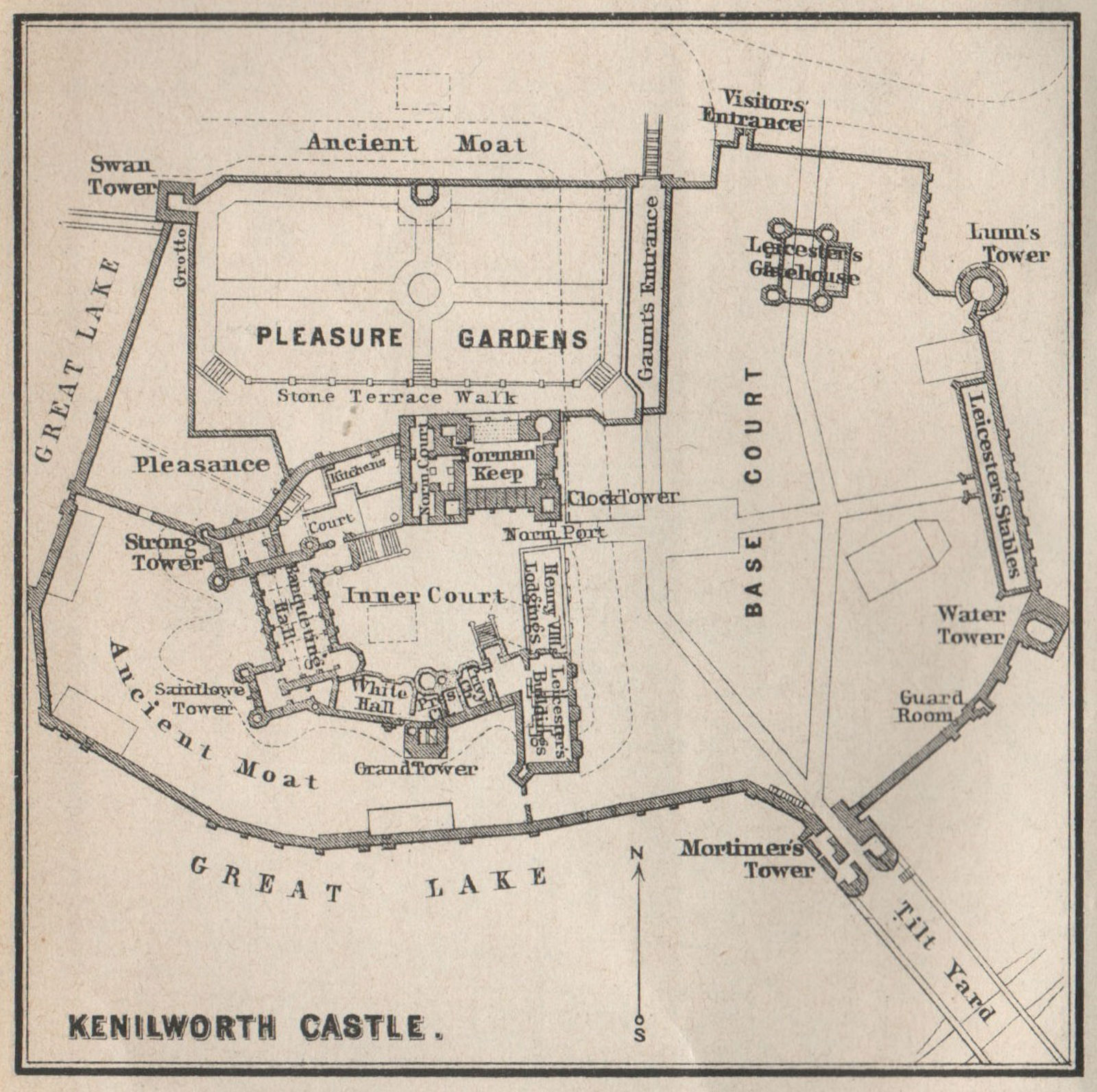 Associate Product KENILWORTH CASTLE ground plan. Warwickshire. BAEDEKER. SMALL 1927 old map