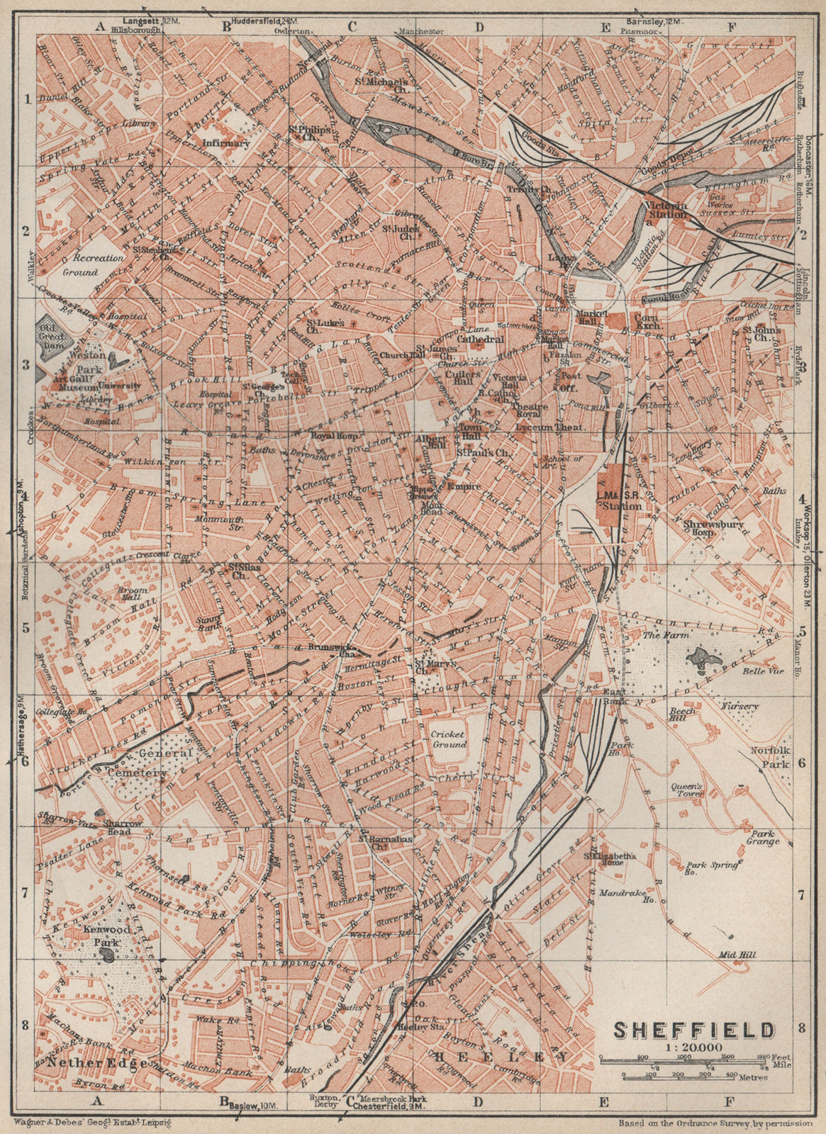 Associate Product SHEFFIELD town city plan. Broomhall Nether Edge Sharrow. Yorkshire 1927 map