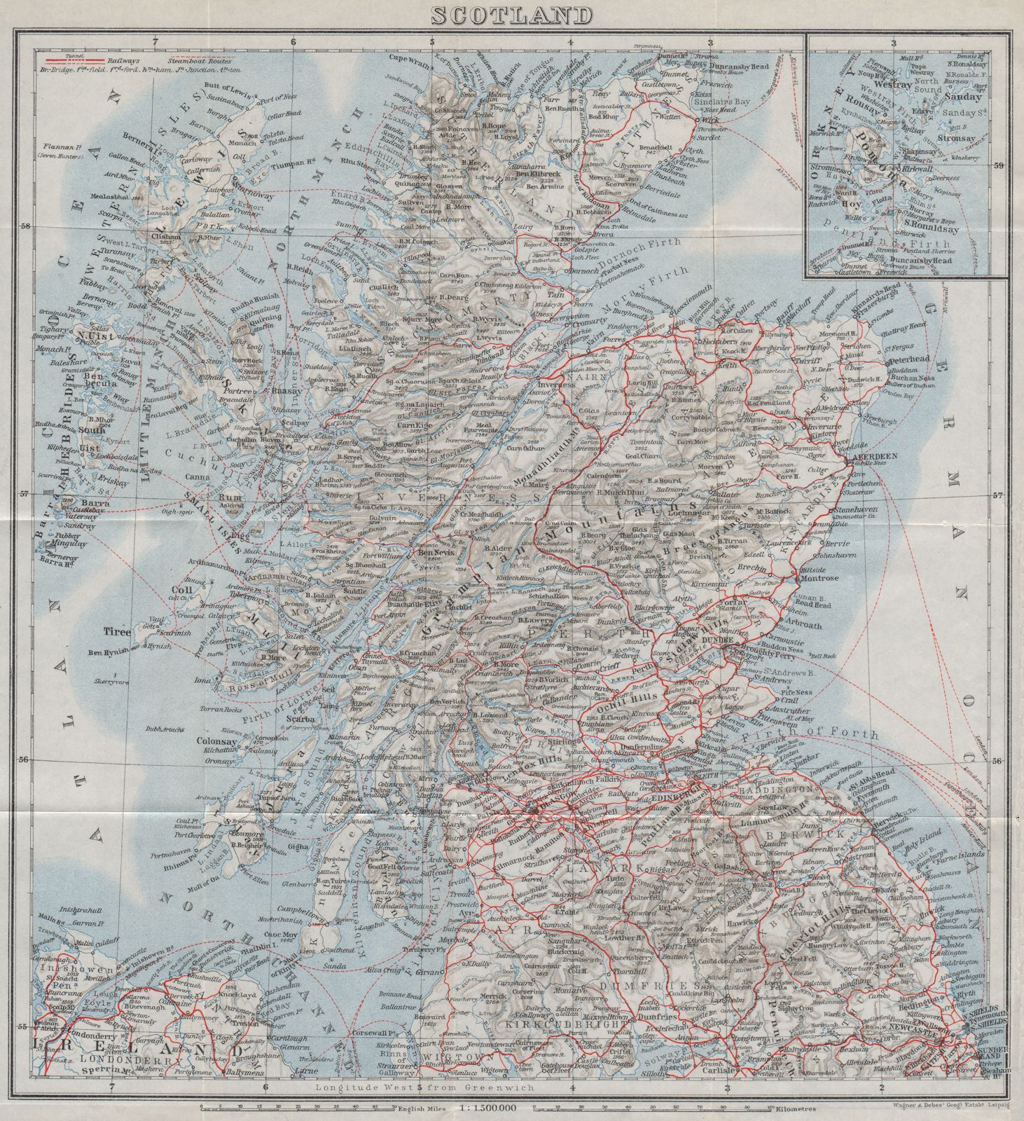 Associate Product RAILWAY MAP OF SCOTLAND. Steamboat steamship routes. BAEDEKER 1927 old