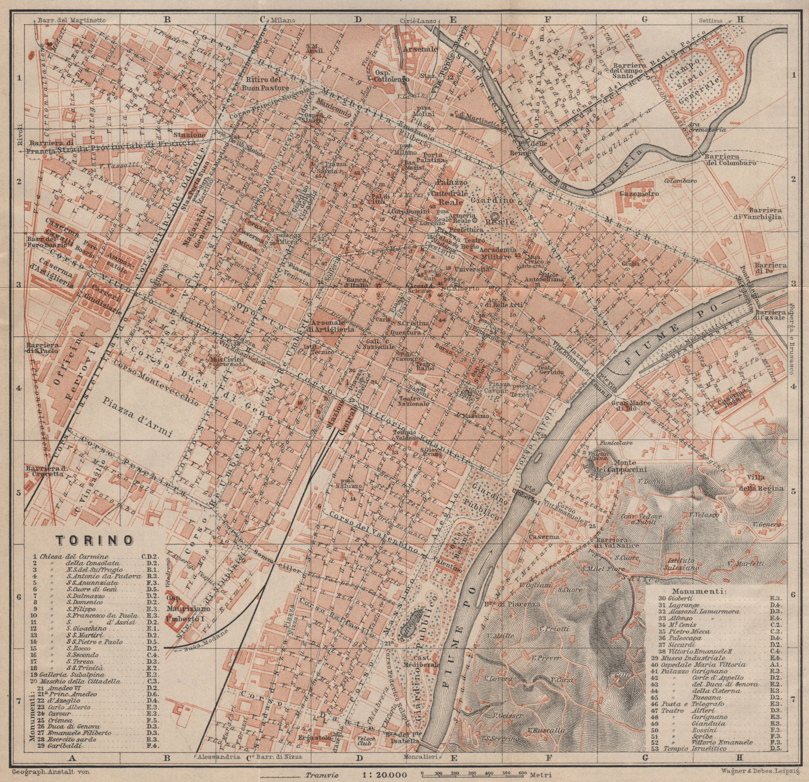 TORINO TURIN antique town city plan piano urbanistico. Italy mappa 1903