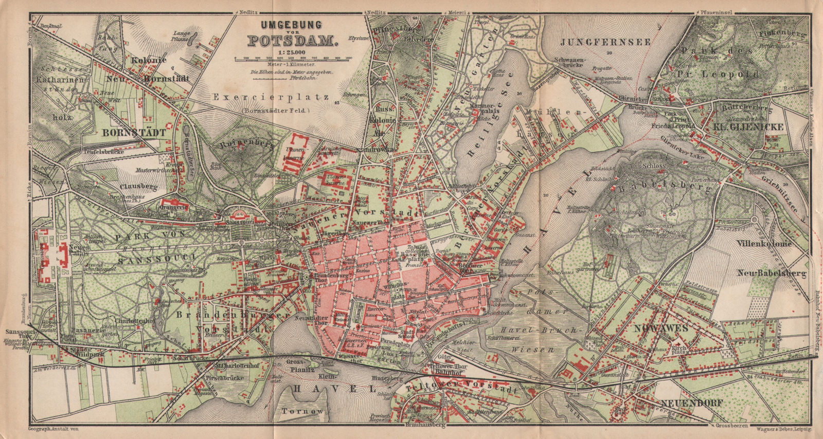 Associate Product POTSDAM town city stadtplan & environs/umgebung. Nowawes. Brandenburg 1904 map