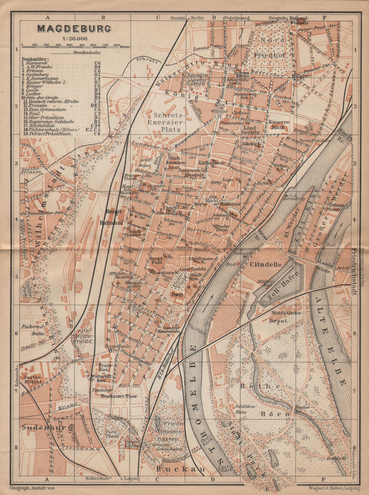 Associate Product MAGDEBURG antique town city stadtplan. Saxony-Anhalt karte. BAEDEKER 1904 map