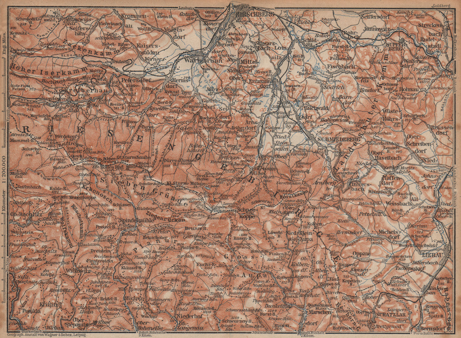 Associate Product KARKONOSZE KRKONOŠE MOUNTAINS. Jelenia Gora Cieplice Lubawka Czech Rep 1904 map