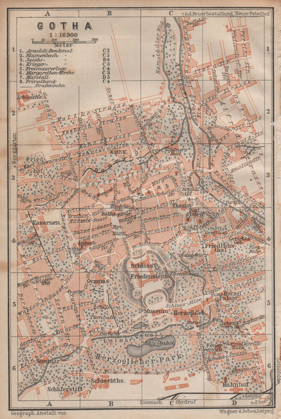 Associate Product GOTHA town city stadtplan. Thuringia. Schloss Friedenstein karte 1904 old map
