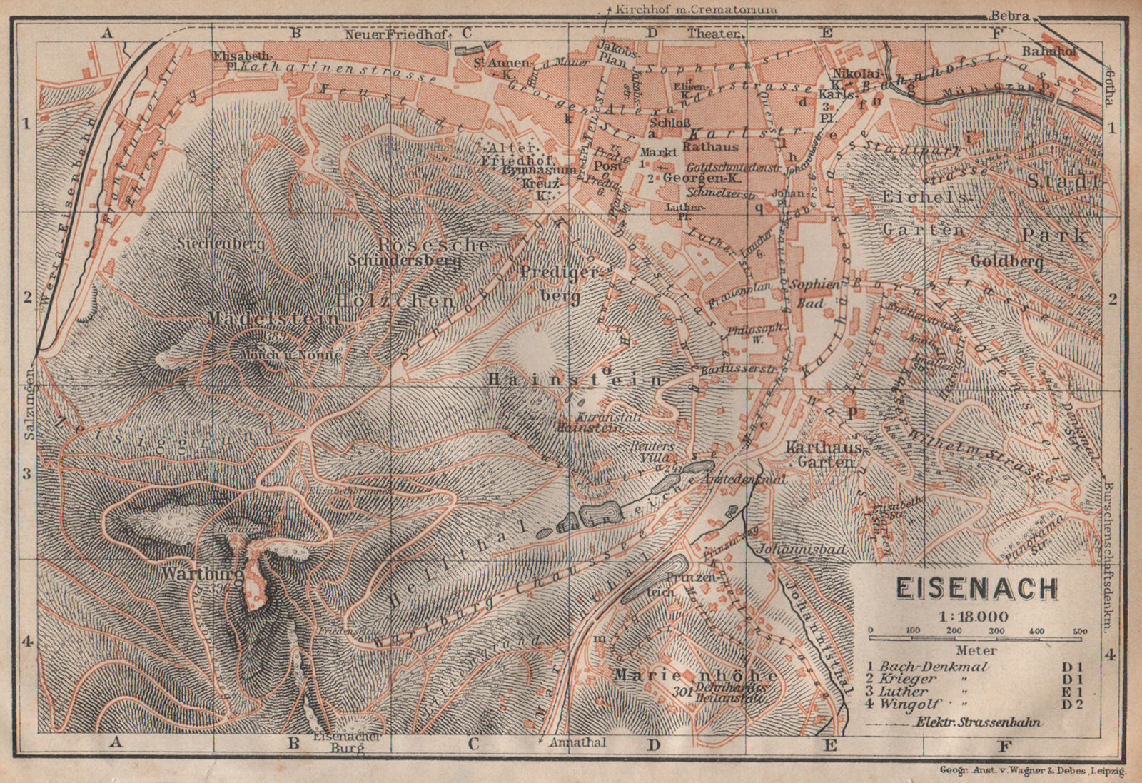 Associate Product EISENACH antique town city stadtplan. Thuringia. Wartburg karte 1904 old map