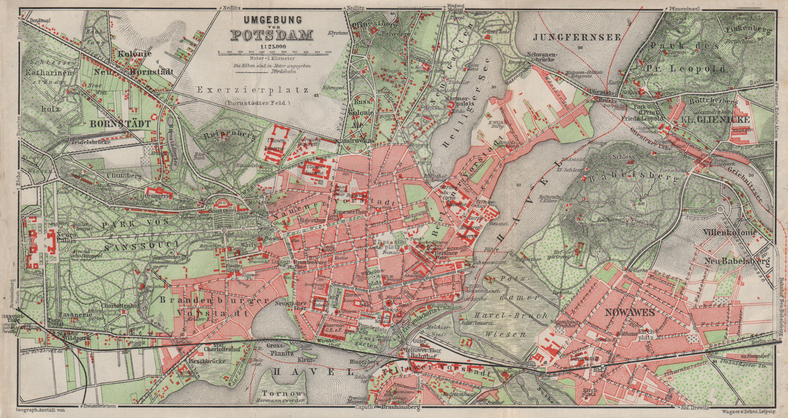 Associate Product POTSDAM town city stadtplan & environs/umgebung. Nowawes. Brandenburg 1910 map