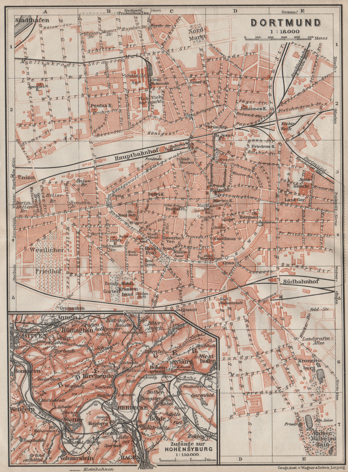 Associate Product DORTMUND town city stadtplan & Hohensyburg. Northrhine-Westfalia karte 1910 map