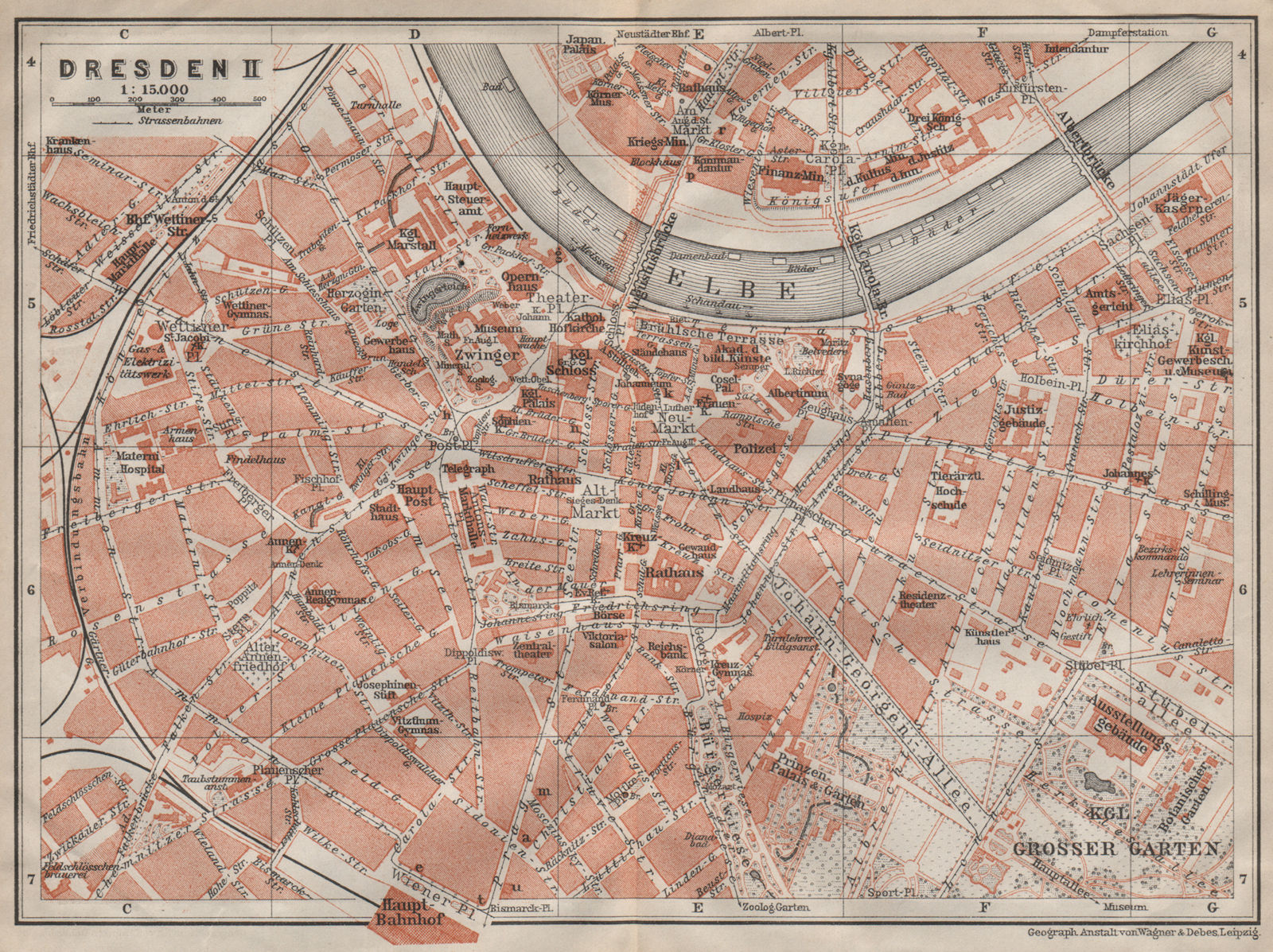 Associate Product DRESDEN antique town city stadtplan II. Innere Stadt karte. BAEDEKER 1910 map