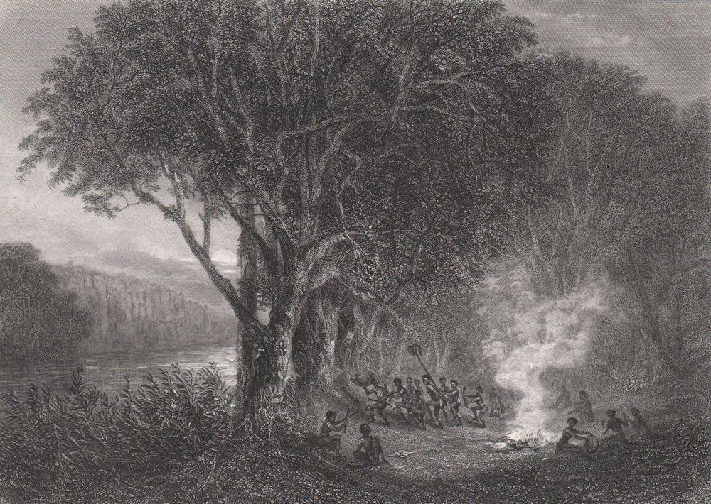 "Carrobboree on The Banks of the Murray" BOOTH/PROUT. Corroboree Australia c1874