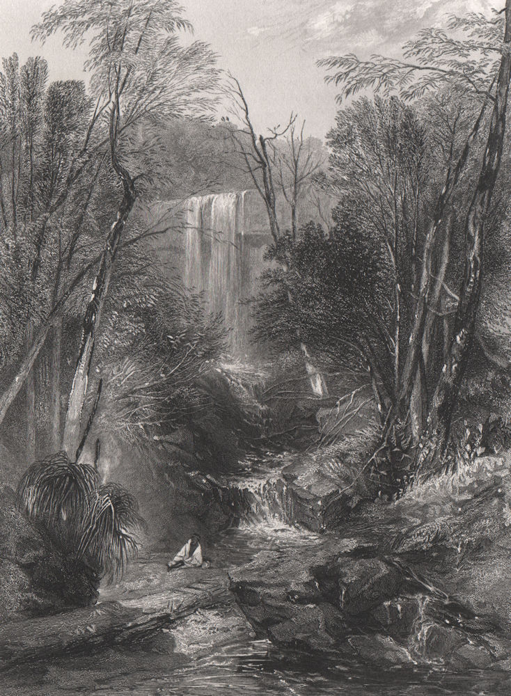 "Willoughby Falls, Near Sydney", by E.C. BOOTH/J.S. PROUT. NSW, Australia c1874