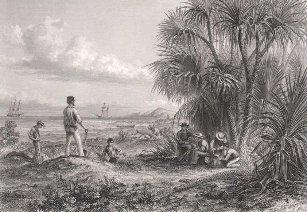 "An Explorer's Camp", by Edwin Carton BOOTH after Thomas BAINES. Australia c1874