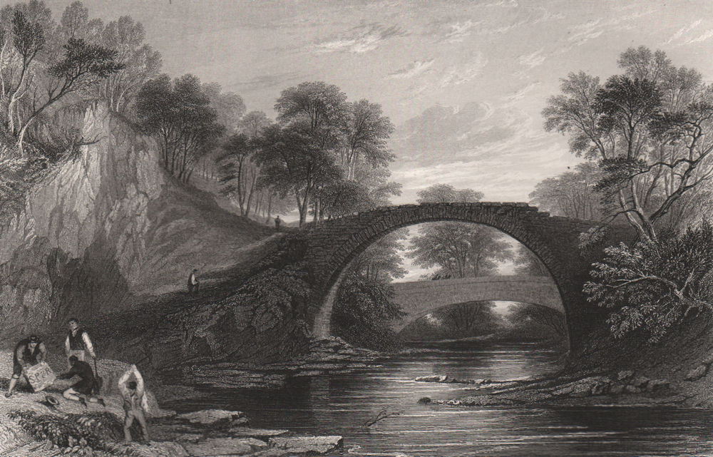 Associate Product The Roman Bridge over the Moose. Mousemill, Kirkfieldbank, Lanark. ALLOM c1840