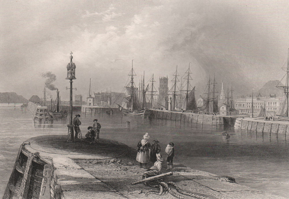 Entrance to the port of Dundee, Scotland. Scotland. BARTLETT c1840 old print