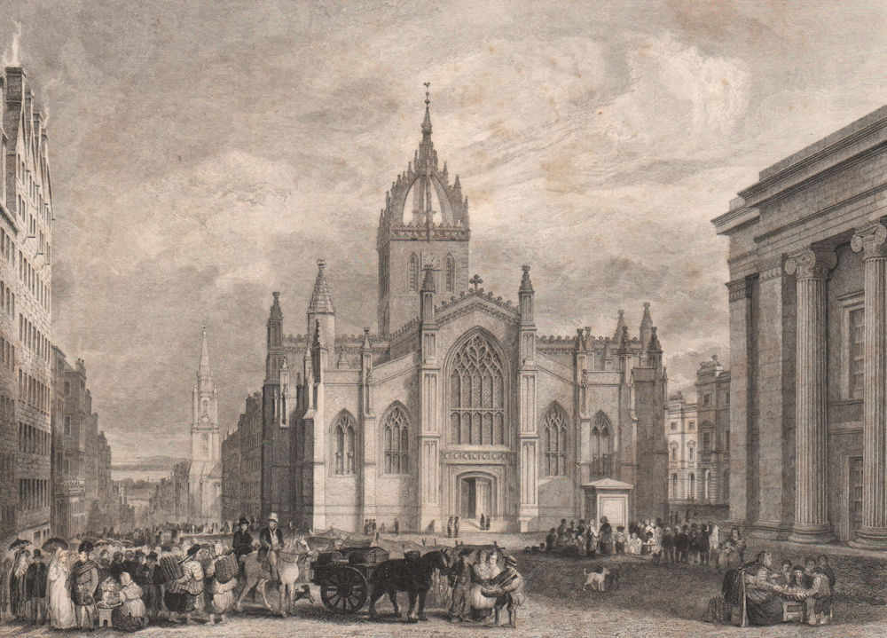 St. Giles Cathedral Church. Edinburgh High Kirk. Scotland. KEMP 1868 old print