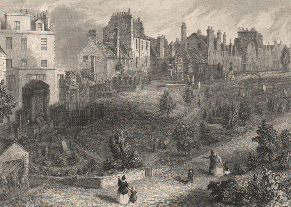 Associate Product Greyfriar's Churchyard or Kirkyard, Edinburgh. Scotland. DICK 1868 old print
