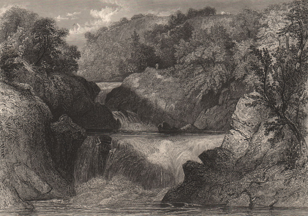 The Falls of Lochay, Stirling, Scotland. HOUSTON 1868 old antique print