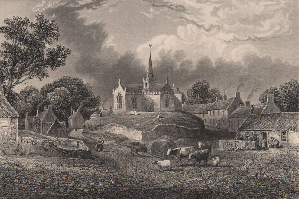 Upper Largo & Church, Fife, Scotland. STEWART 1868 old antique print picture