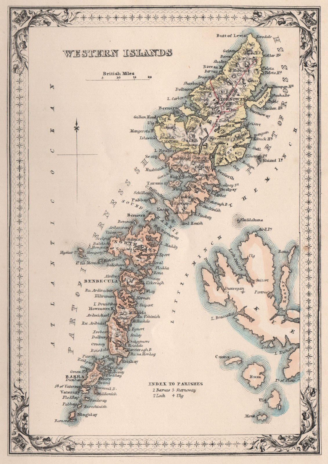 Western Isles, Scotland. Lewis Harris Uist. Outer Hebrides. FULLARTON 1868 map