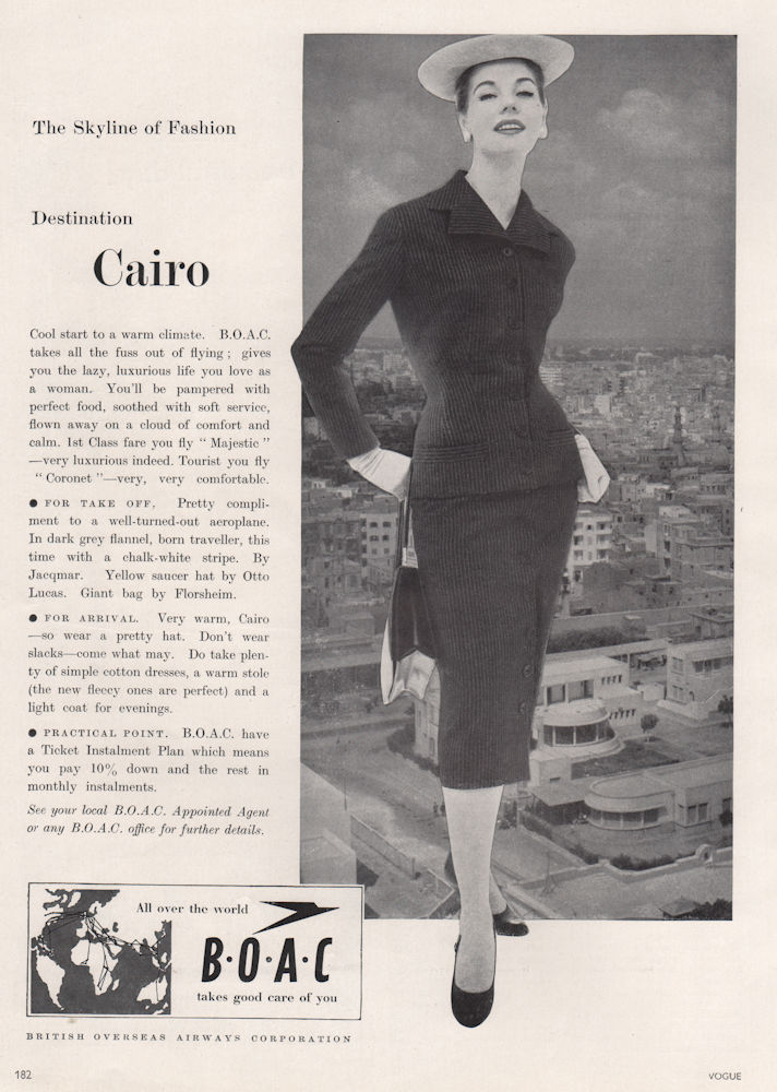 Associate Product BOAC. British Overseas Airways Corporation. The Skyline of Fashion.  Advert 1955