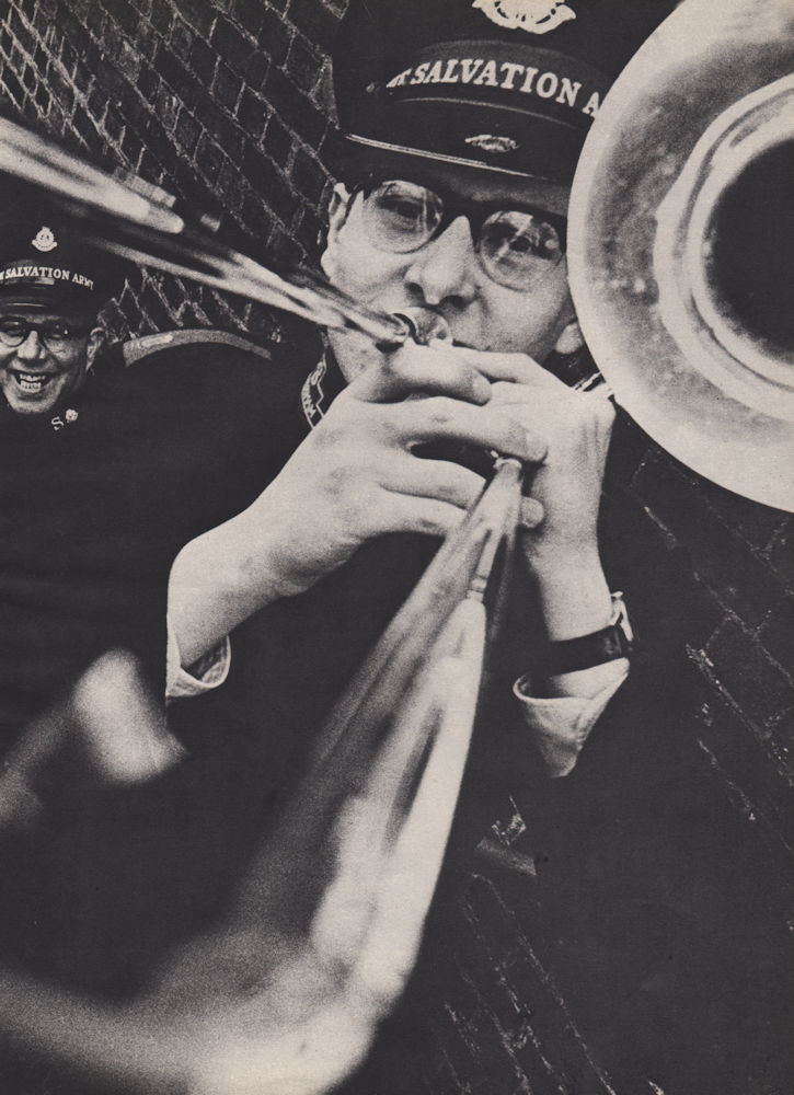 Salvation Army trombonist. Music. BRITISH VOGUE 1963 old vintage print picture