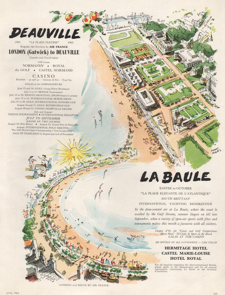 Deauville & La Baule. France advert. BRITISH VOGUE 1963 old vintage print