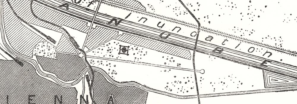 Regulation of the Danube at Vienna. Wiener Donauregulierung. Sketch map