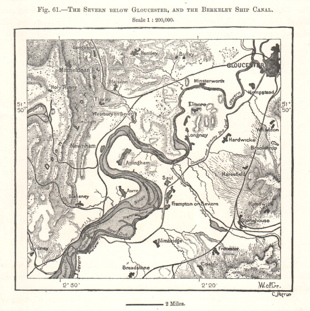 Associate Product The Severn below Gloucester. Berkeley Sharpness Ship Canal. Sketch map 1885