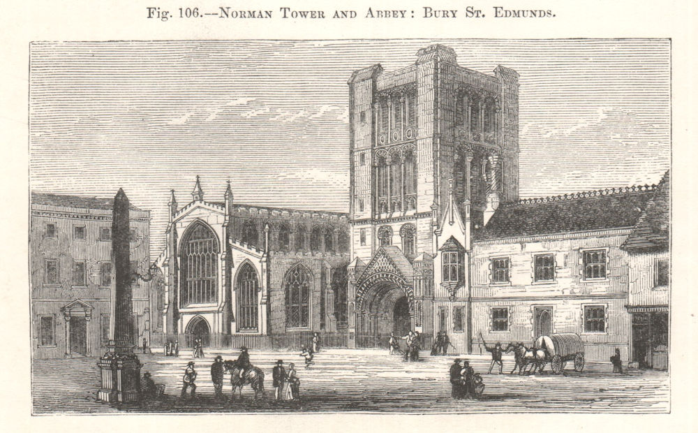 Associate Product Norman Tower and Abbey: Bury St. Edmunds. Suffolk 1885 old antique print