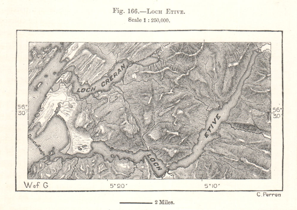 Associate Product Loch Etive & Loch Creran. Scotland. Sketch map 1885 old antique plan chart