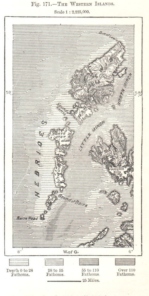 The Western Islands. Hebrides. Scotland. Sketch map 1885 old antique chart