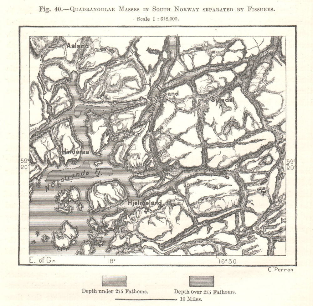 Associate Product Quadrangular Masses in South Norway Separated by Fissures. Sketch map 1885
