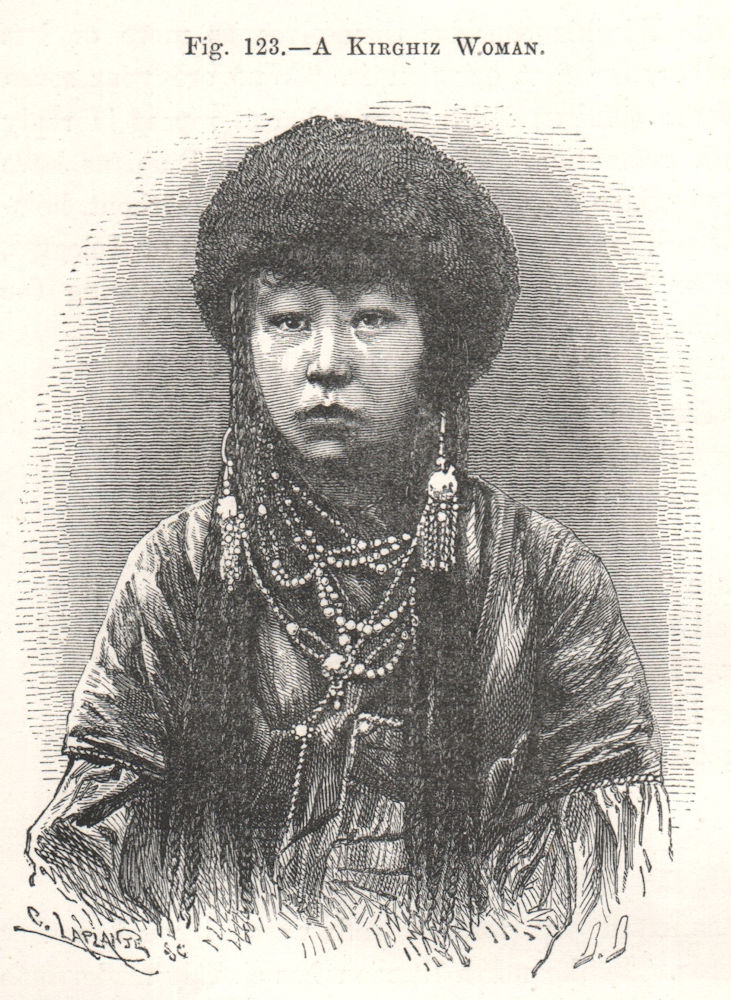 A Kirghiz Woman. Kyrgystan 1885 old antique vintage print picture