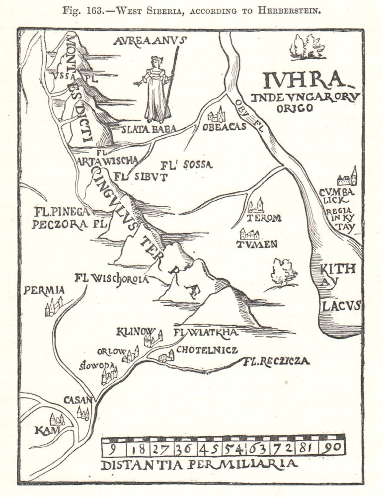 West Siberia, according to Herberstein. Russia. Sketch map 1885 old