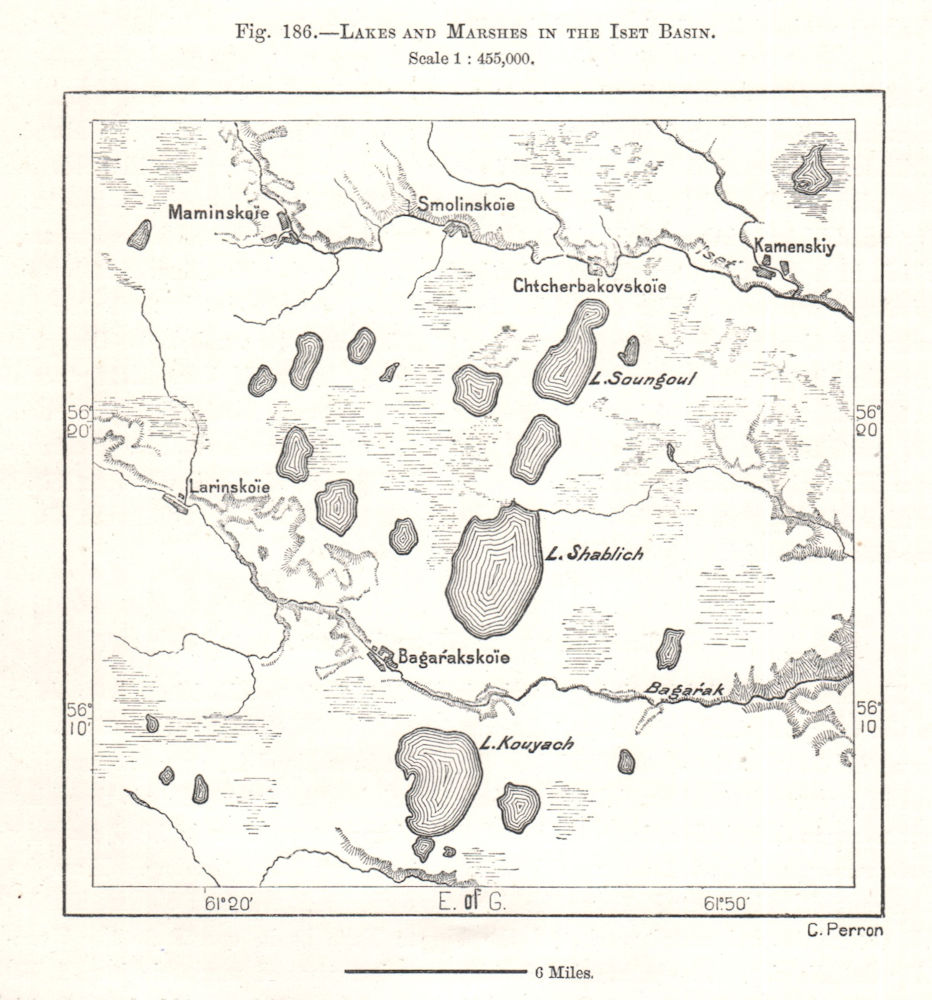 Associate Product Iset Basin lakes & marshes. Kamensk-Uralsky Bagaryak. Russia. Sketch map 1885