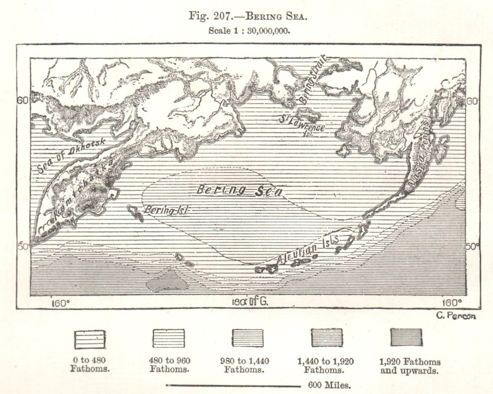 Associate Product Bering Sea. Pacific Ocean. Sketch map 1885 old antique vintage plan chart