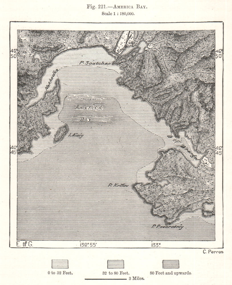 Zaliv Nakhodka. Russia. America Bay. Sketch map 1885 old antique chart