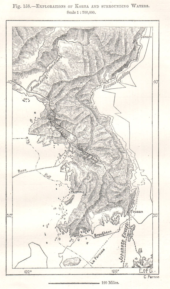 Explorations of Korea and surrounding Waters. North Korea. Sketch map 1885
