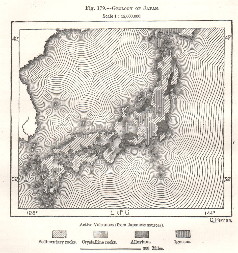 Geology of Japan. Sketch map 1885 old antique vintage plan chart